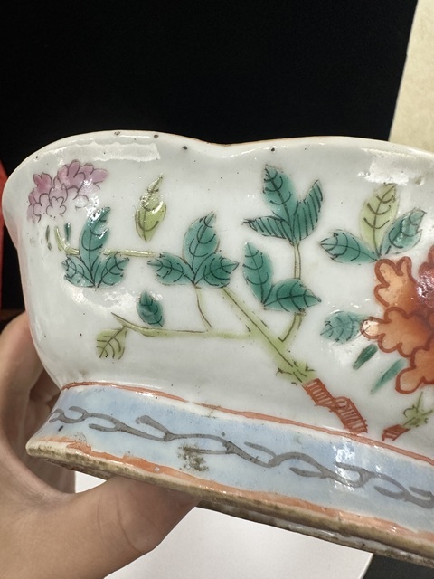古玩陶瓷清同冶粉彩花卉紋海棠貢盤拍賣，當前價格1688元