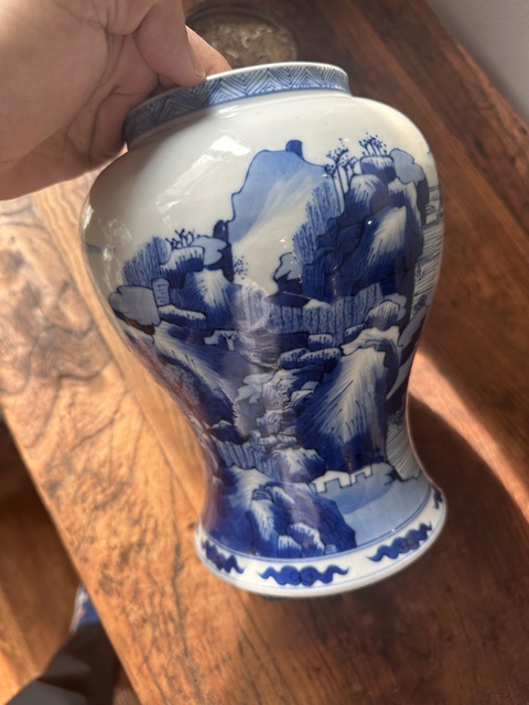 古玩陶瓷青花截腰瓶真品鑒賞圖