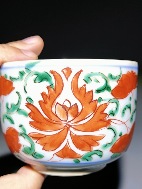 古玩陶瓷紅綠彩蓋缸真品鑒賞圖