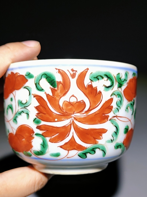 古玩陶瓷紅綠彩蓋缸真品鑒賞圖