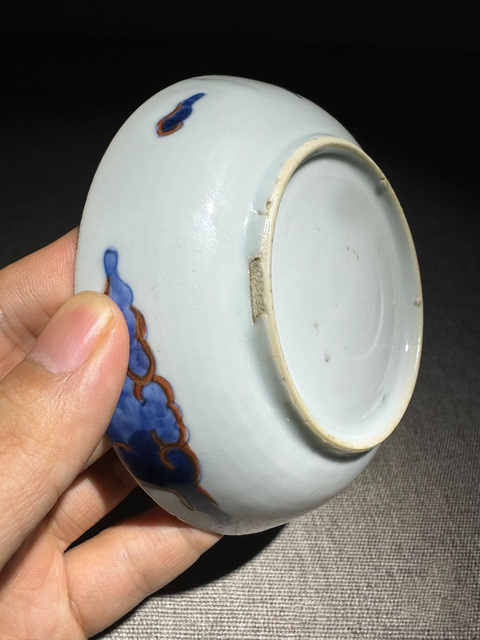 古玩陶瓷青花礬紅龍紋杯碟真品鑒賞圖