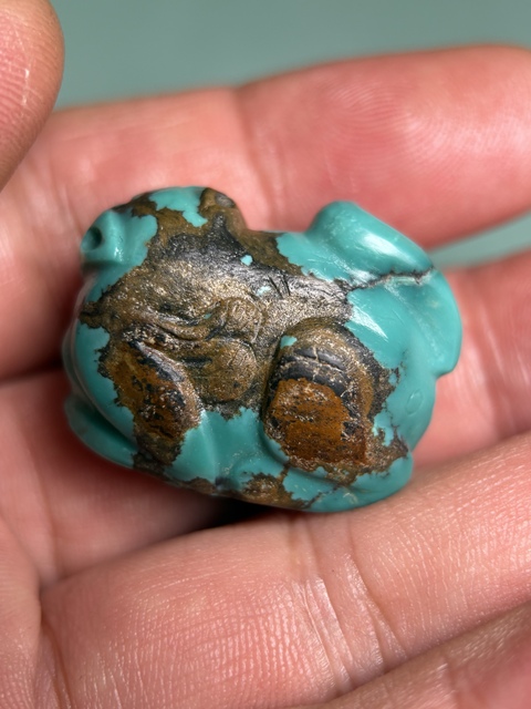 古玩玉器中古綠松石瑞獸拍賣，當前價格16800元