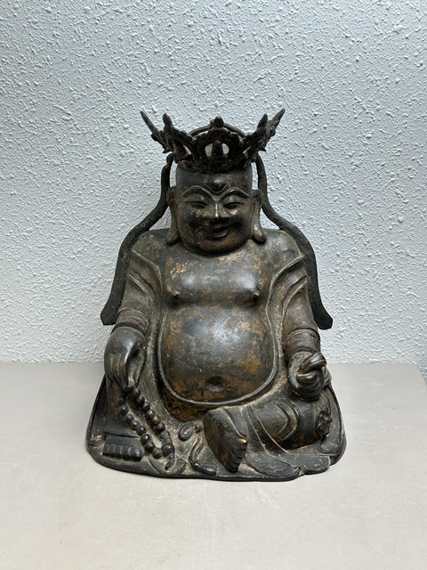 古玩銅器明代帶罐彌勒佛真品鑒賞圖