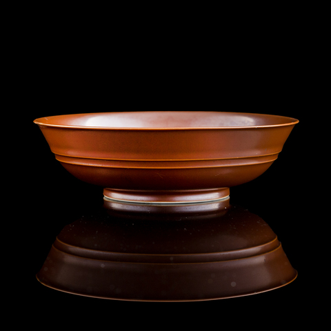 古玩陶瓷紫金釉弦紋碗真品鑒賞圖