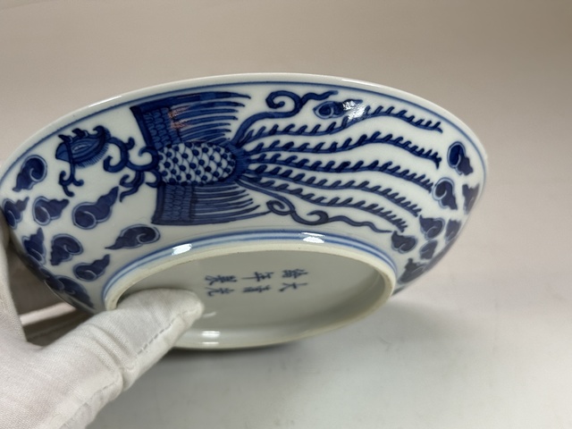 古玩陶瓷青花鸞鳳和鳴盤真品鑒賞圖