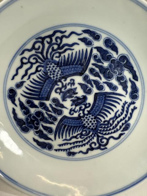 古玩陶瓷青花鸞鳳和鳴盤真品鑒賞圖