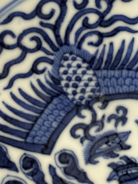 古玩陶瓷青花鸞鳳和鳴盤真品鑒賞圖