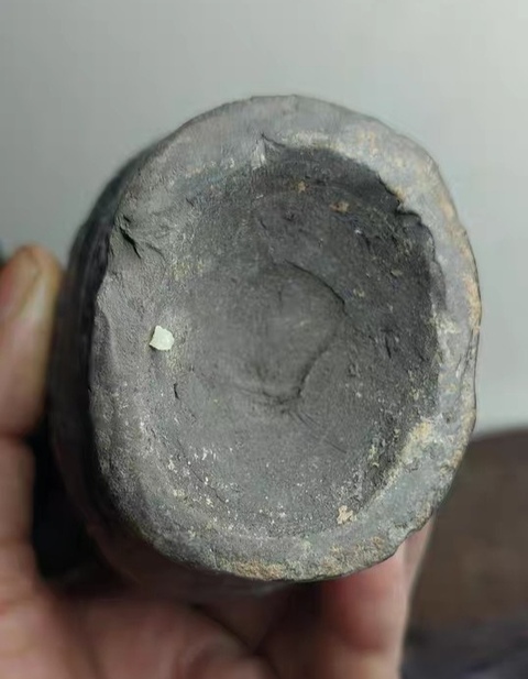 古玩陶瓷元代黑陶雙耳瓶真品鑒賞圖