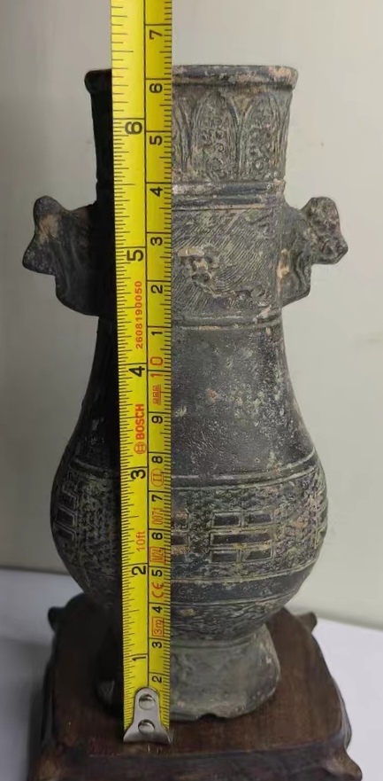 古玩陶瓷元代黑陶雙耳瓶真品鑒賞圖