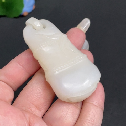 古玩玉器22天然和田玉竹節掛件  配證書拍賣，當前價格788元