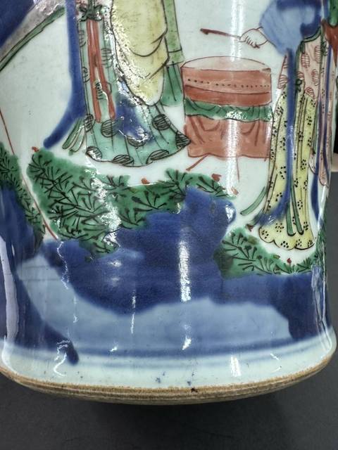 古玩陶瓷青花五彩將軍罐真品鑒賞圖