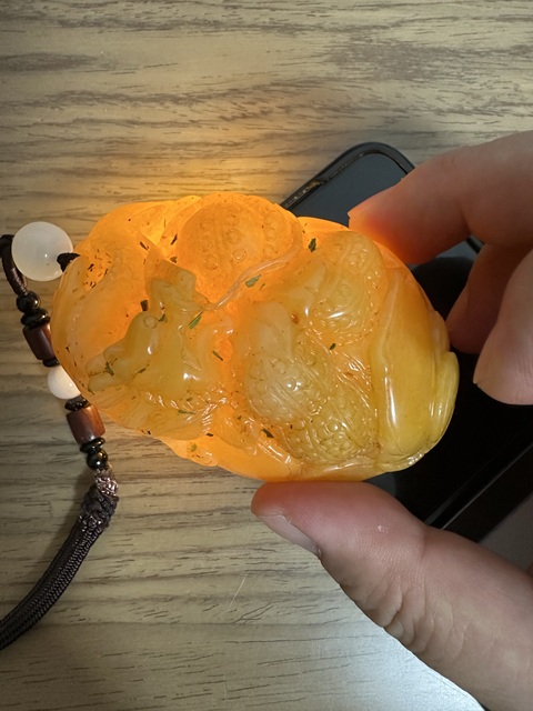 古玩玉器金絲玉雕“龍紋把件”真品鑒賞圖