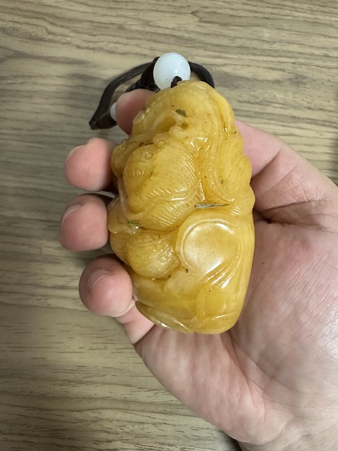 古玩玉器金絲玉雕“龍紋把件”真品鑒賞圖