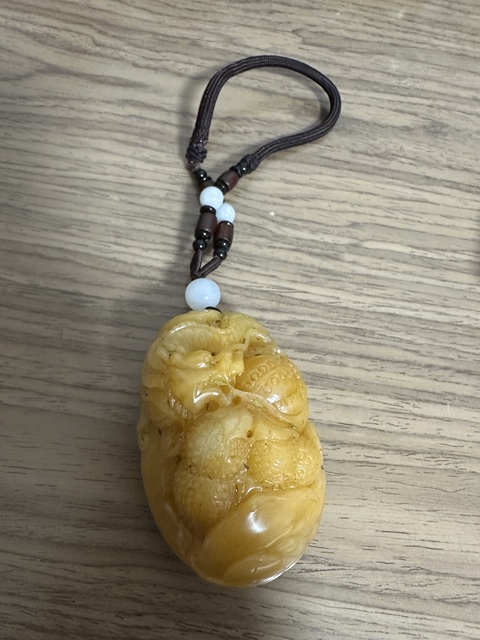 古玩玉器金絲玉雕“龍紋把件”真品鑒賞圖