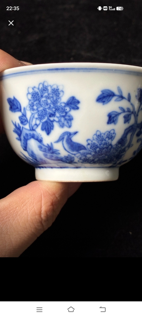 古玩陶瓷花鳥(niǎo)紋青花碗真品鑒賞圖