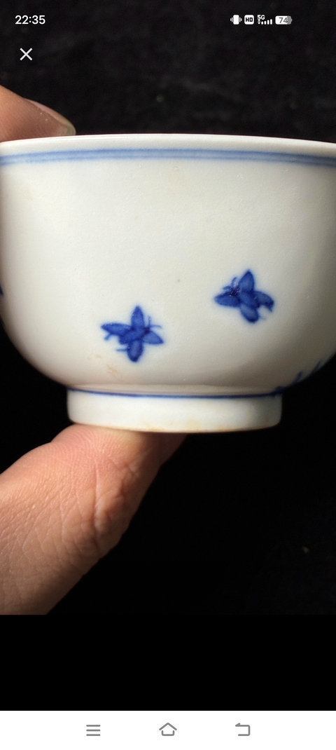 古玩陶瓷花鳥(niǎo)紋青花碗真品鑒賞圖