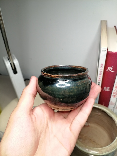 古玩陶瓷窯變黑釉茶入真品鑒賞圖