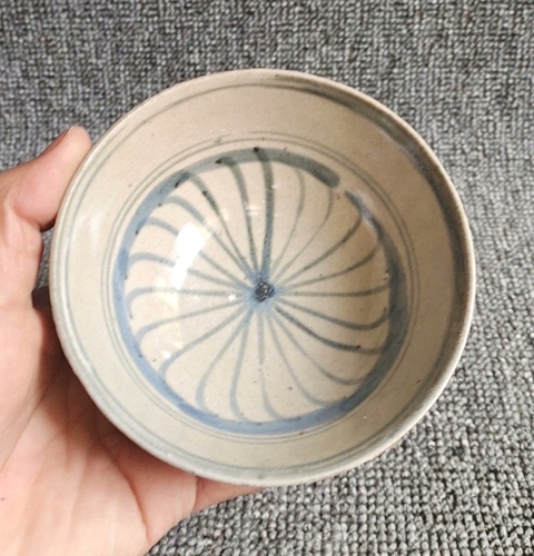 古玩陶瓷景德鎮青花月華紋碗拍賣，當前價格1200元