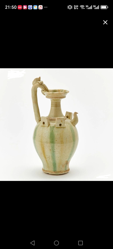 古玩陶瓷三彩鳳首壺真品鑒賞圖
