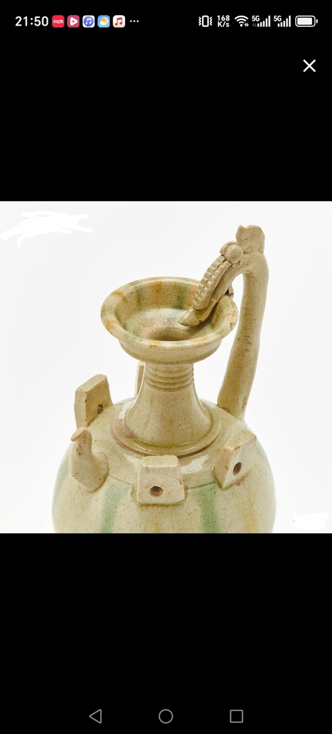 古玩陶瓷三彩鳳首壺真品鑒賞圖