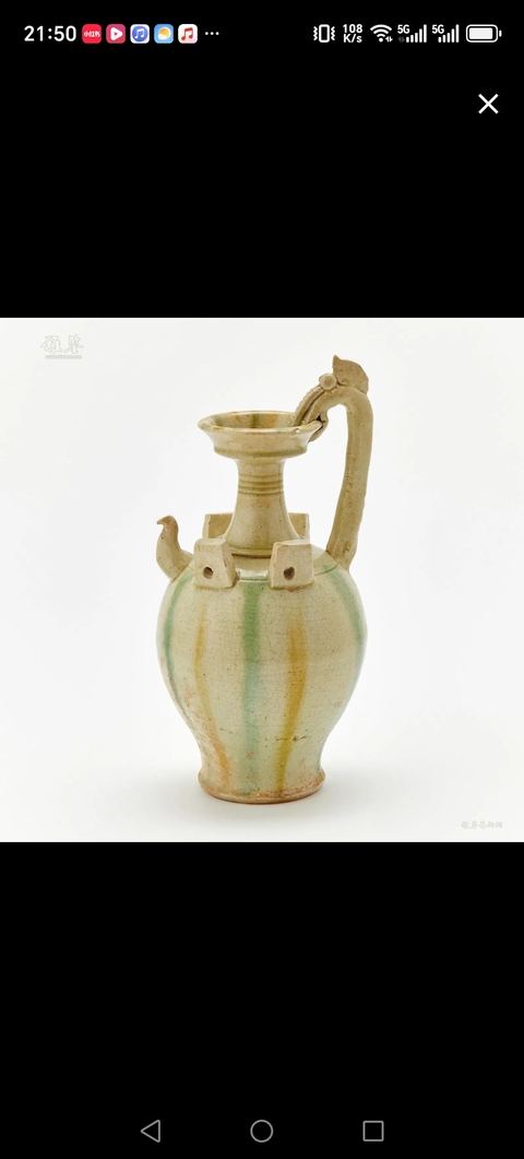古玩陶瓷三彩鳳首壺真品鑒賞圖
