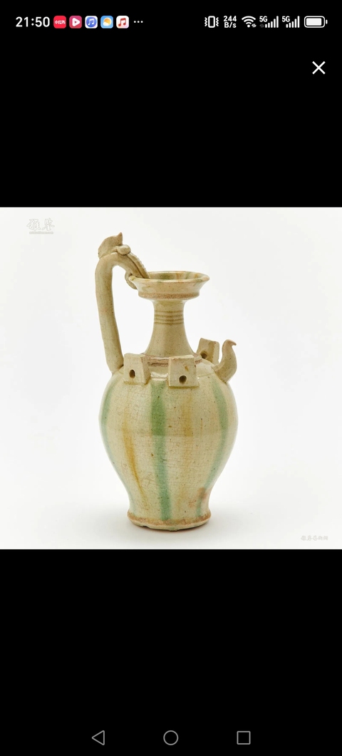古玩陶瓷三彩鳳首壺真品鑒賞圖