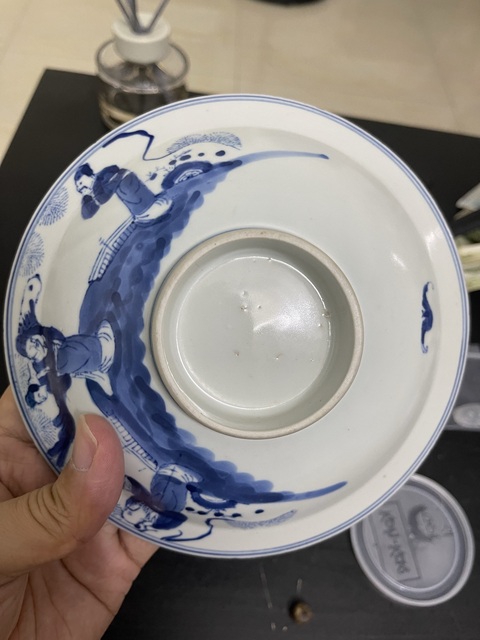 古玩陶瓷三星高照圖青花碗真品鑒賞圖