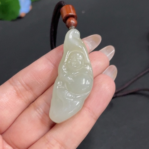 古玩玉器13號天然和田玉佛公掛件 配證書拍賣,當(dāng)前價格398元