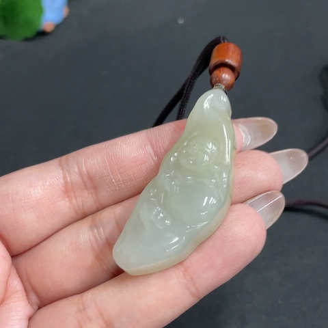 古玩玉器13號天然和田玉佛公掛件 配證書拍賣,當(dāng)前價格398元