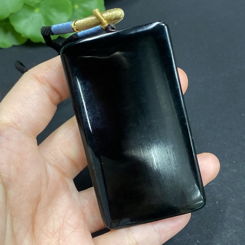 古玩玉器235天然和田玉黑墨玉無事牌 配證書拍賣,當前價格488元