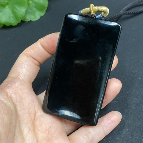 古玩玉器235天然和田玉黑墨玉無事牌 配證書拍賣,當前價格488元