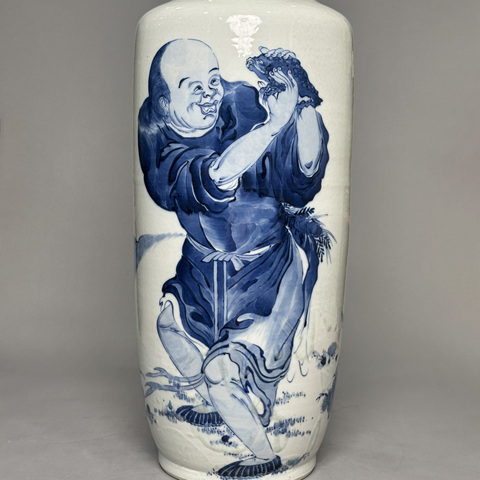 古玩陶瓷清光緒 劉海戲金蟾棒槌瓶真品鑒賞圖