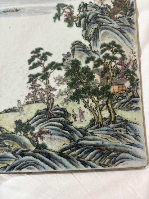 古玩陶瓷粉彩山水通景人物瓷板真品鑒賞圖