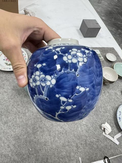 古玩陶瓷晚清青花冰梅罐真品鑒賞圖
