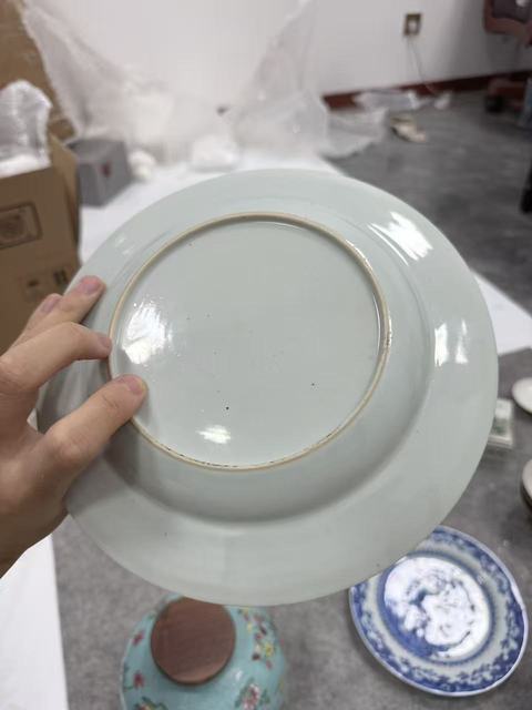 古玩陶瓷粉彩花卉紋盤真品鑒賞圖
