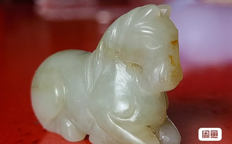 古玩玉器和田白玉馬到成功把件真品鑒賞圖