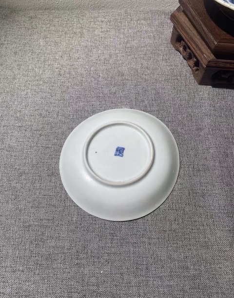 古玩陶瓷青花折枝花卉紋盤真品鑒賞圖
