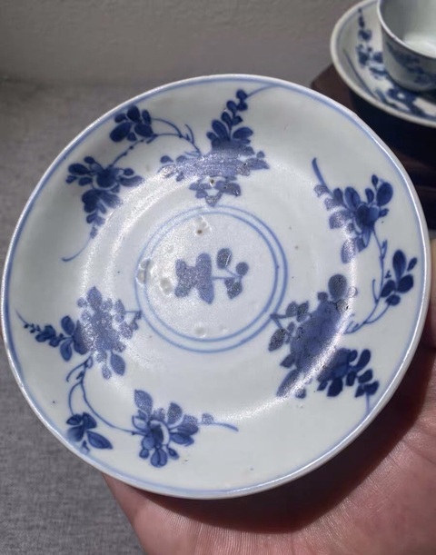 古玩陶瓷青花折枝花卉紋盤真品鑒賞圖