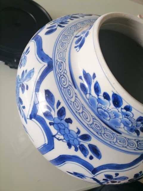古玩陶瓷青花花鳥紋罐，模糊，偏老真品鑒賞圖