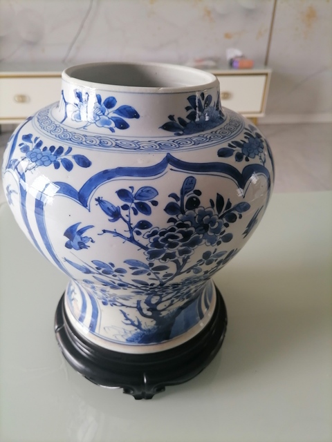 古玩陶瓷青花花鳥紋罐，模糊，偏老真品鑒賞圖