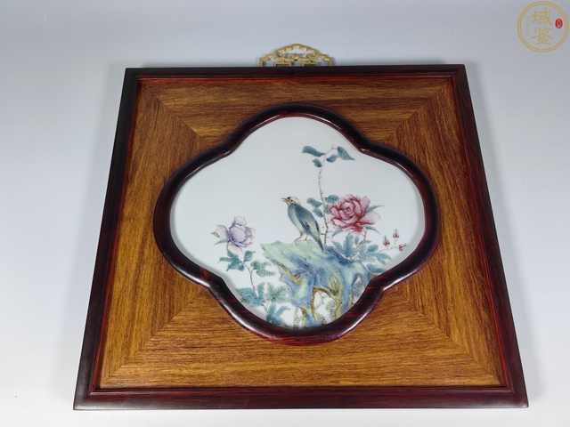 古玩陶瓷民國(guó)細(xì)路粉彩花鳥(niǎo)瓷板真品鑒賞圖