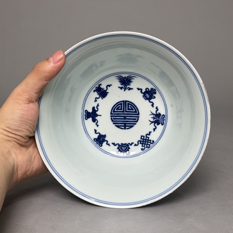 古玩陶瓷吉語紋青花碗真品鑒賞圖