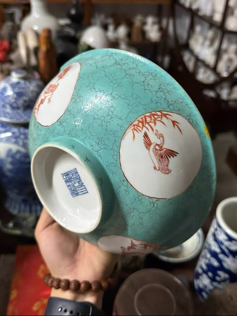 古玩陶瓷乾隆蘆雁紋碗真品鑒賞圖