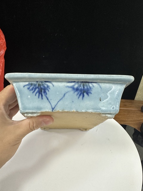 古玩陶瓷清乾隆藍(lán)上蘭青花釉里紅花卉水仙盆拍賣，當(dāng)前價(jià)格7500元