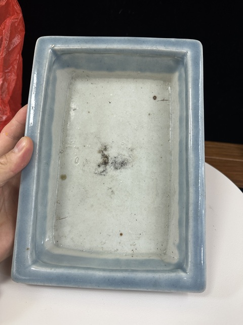 古玩陶瓷清乾隆藍(lán)上蘭青花釉里紅花卉水仙盆拍賣，當(dāng)前價(jià)格7500元