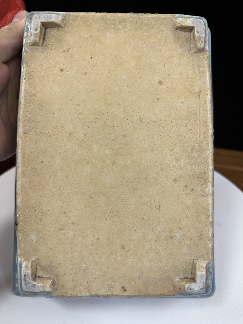 古玩陶瓷清乾隆藍(lán)上蘭青花釉里紅花卉水仙盆拍賣，當(dāng)前價(jià)格7500元