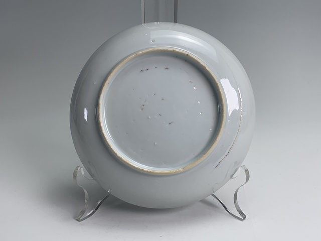 古玩陶瓷清康熙·青花描金竹葉牡丹紋盤(pán)真品鑒賞圖