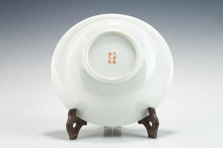 古玩陶瓷民國·松石綠地粉彩開窗靈仙祝壽紋碗拍賣，當前價格1752元