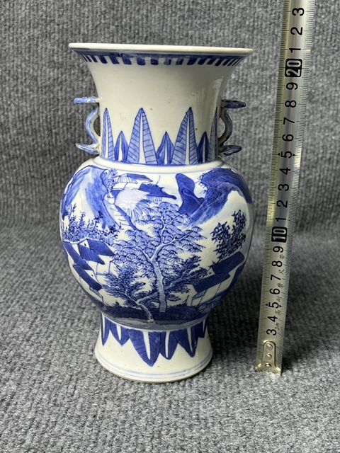 古玩陶瓷青花山水人物故事紋如意耳尊拍賣，當前價格6588元