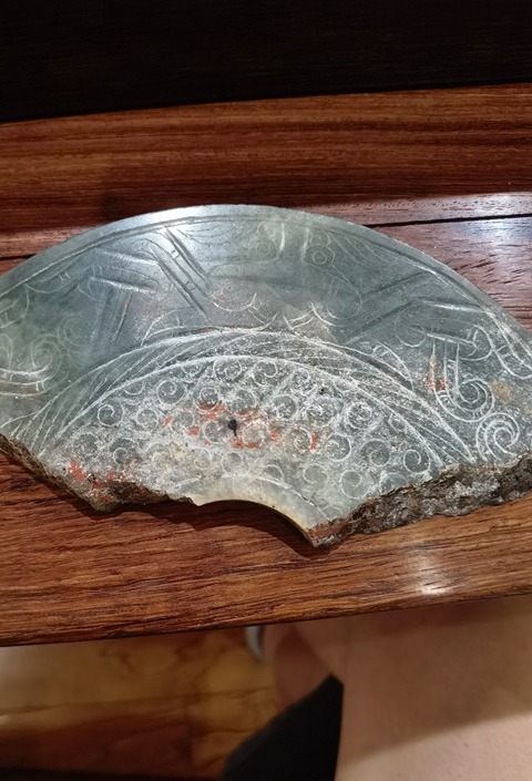 古玩陶瓷樓臺亭閣山水紋青花溫盤真品鑒賞圖